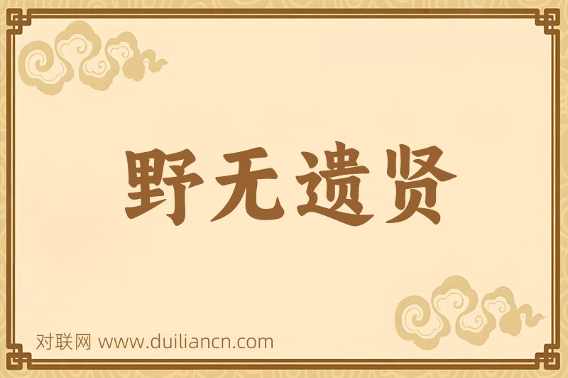 野无遗贤词语的意思