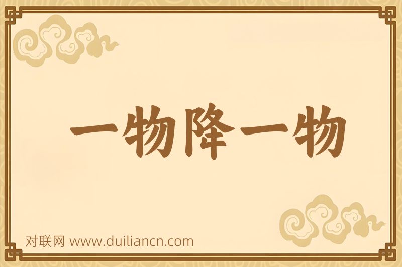 一物降一物词语的意思